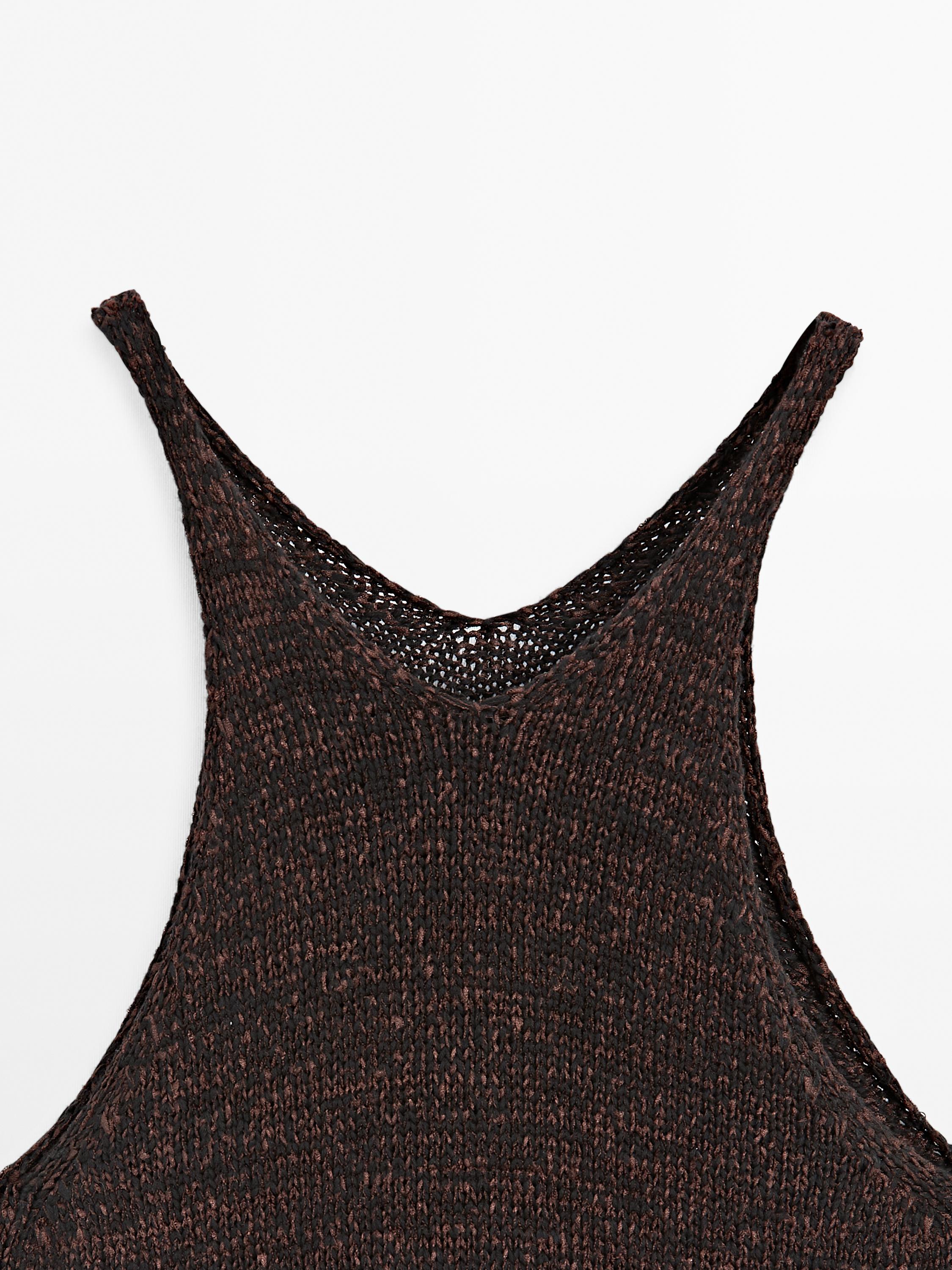 Long knit cotton blend dress